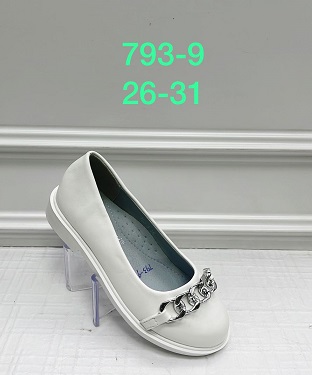 Туфли для девочек, арт. 793-9, р. 26-31 (п. 27-30), белый, иск.кожа, "MEITESI"