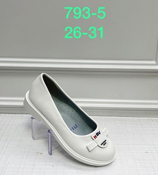 Туфли для девочек, арт. 793-5, р. 26-31 (п. 27-30), белый, иск.кожа, "MEITESI"