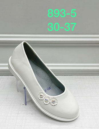 Туфли для девочек, арт. 893-5, р. 30-37 (п. 33,34), белый, иск.кожа, "MEITESI"